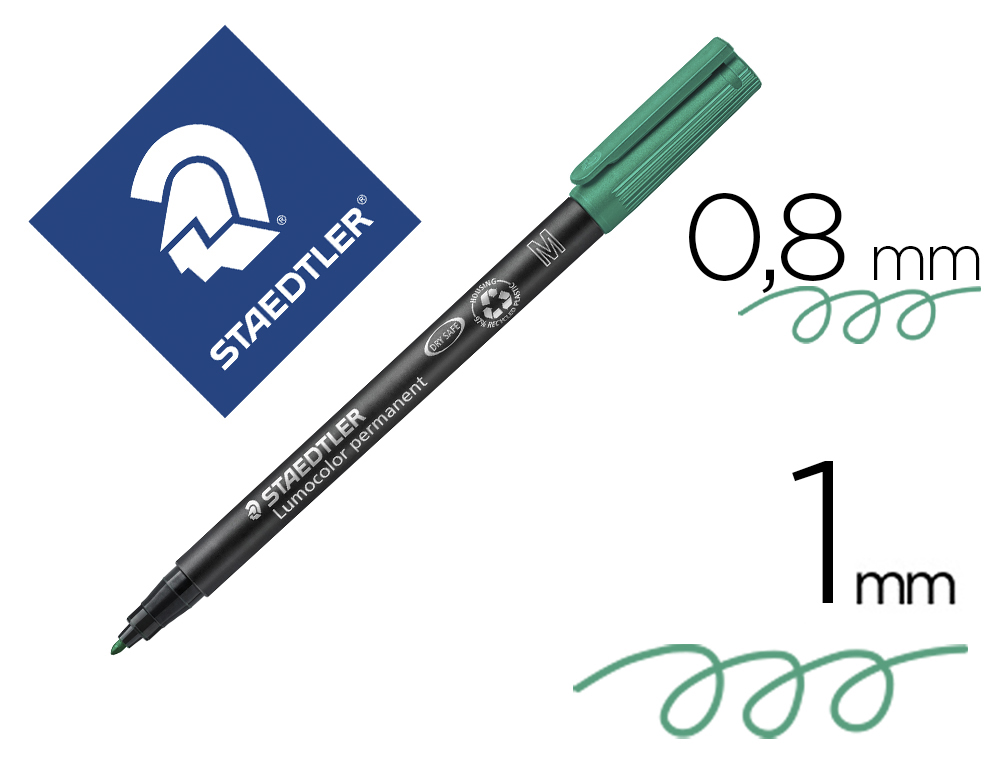 STAEDTLER - Rotulador PERMANENTE RETROPROYECCION PUNTA MEDIA 1 MM VERDE (Ref.317-5)