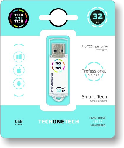 TECH ON TECH - Memoria usb serie profesional tech white 32 gb (Ref. TEC3001-32)