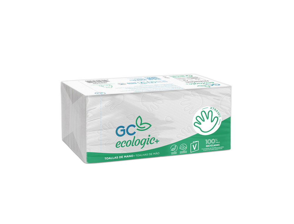 TOALLA DE PAPEL MANO ENGARZADA ECOLOGICA XTRASEC 20X23 CM 2 CAPAS PAQUETE CON 196 UNIDADES (Ref.J281600)
