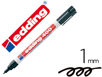 EDDING - 400 MARCADOR PERMANENTE BOLSILLO PUNTA REDONDA TRAZO 1 MM NEGRO (Ref.400-01)
