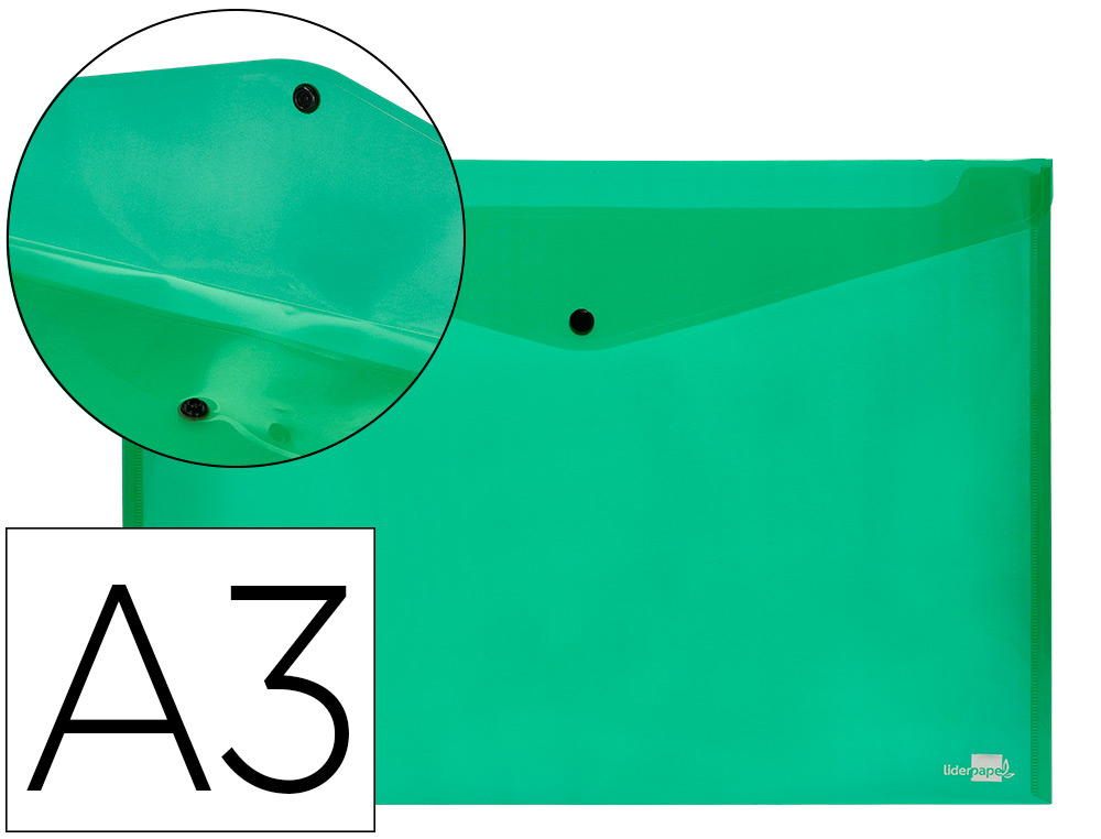 LIDERPAPEL - CARPETA DOSSIER BROCHE 44243 POLIPROPILENO DIN A3 VERDE SERIE FROSTY (Ref.DS31)