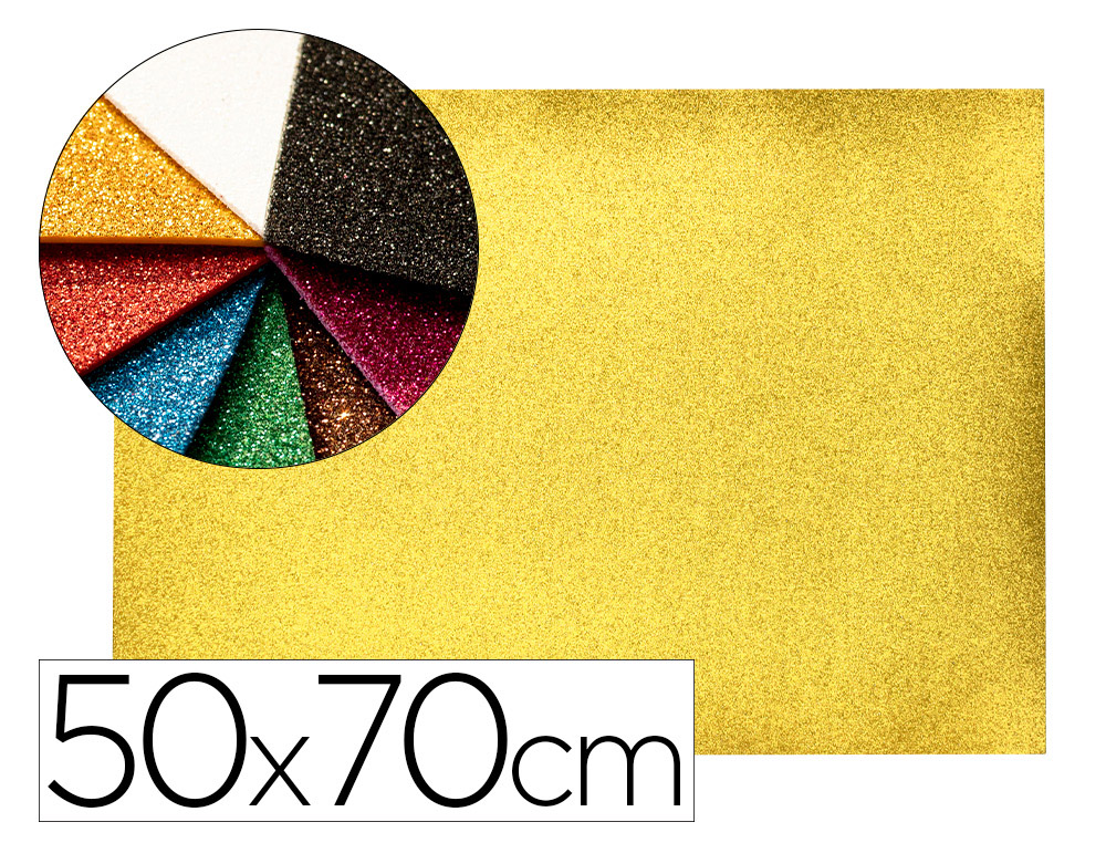LIDERPAPEL - GOMA EVA CON PURPURINA 50X70CM 60G/M2 ESPESOR 2MM ORO (Ref.GE67)