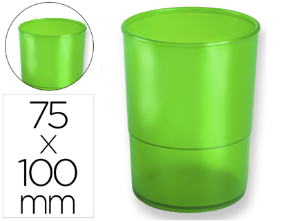 Q-CONNECT - Cubilete portalapices plastico verde translucido diametro 75 mm altura 100 mm (Ref. KF19031)