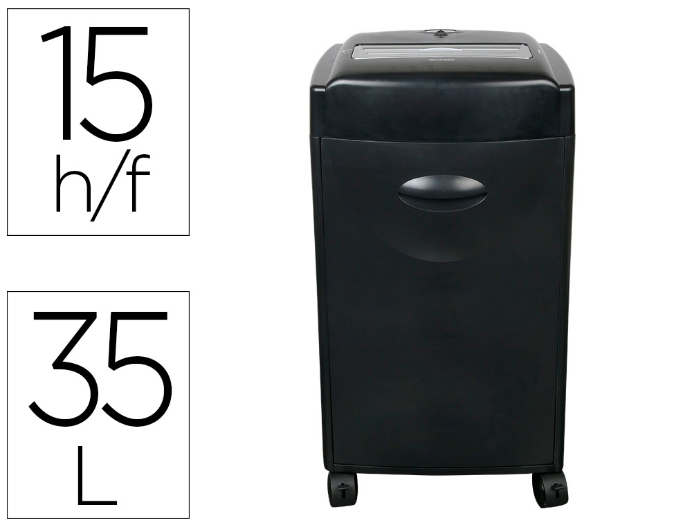 Q-CONNECT - DESTRUCTORA DE DOCUMENTOS CAPACIDAD DE CORTE 15 H DESTRUYE GRAPAS CLIPS CD Y TARJETAS (Ref.KF15553)