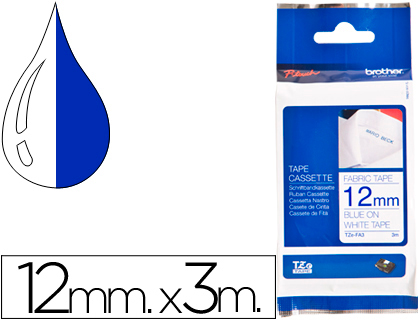 BROTHER - Cinta Cinta TZ/Tze 12mmx3m Azul sobre blanco (Ref.TZeFA3)