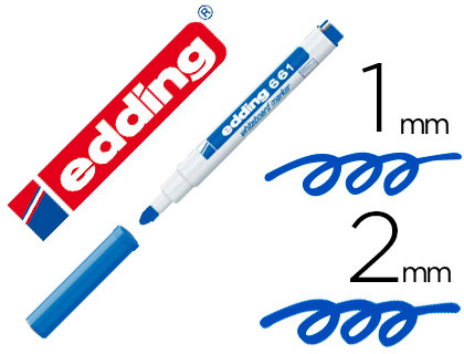 EDDING - Rotulador para pizarra blanca 661 color azul punta redonda 1-2 mm recargable (Ref. 661-03)