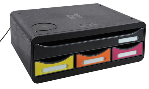 EXACOMPTA - MODULO TOOLBOX MINI QI 4 CAJONES COLORES NEGRO/ARLEQUIN (Ref.319798QID)