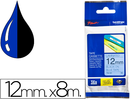 BROTHER - Cintas Tze-531 12mmx8m Negro/Azul Protegidas contra rayos ultravioleta (Ref.TZe531)
