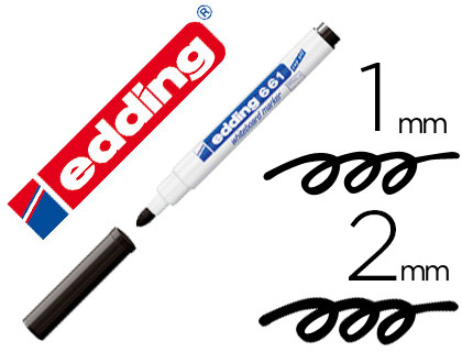 EDDING - Rotulador para pizarra blanca 661 color negro punta redonda 1-2 mm recargable (Ref. 661-01)