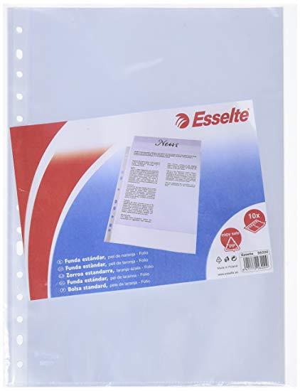 ESSELTE - Fundas portadocumentos 10 ud Folio 16 taladros 80 micras piel naranja (Ref.56200)