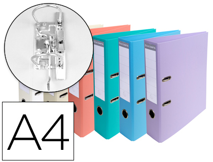 EXACOMPTA - Archivador de Palanca A4 320x290x71mm Colores surtidos pasteles (Ref.53084E)