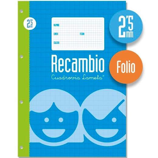 LAMELA - Recambio 100 Hojas Folio cuadrícula 2,5 0 (Ref.9002)