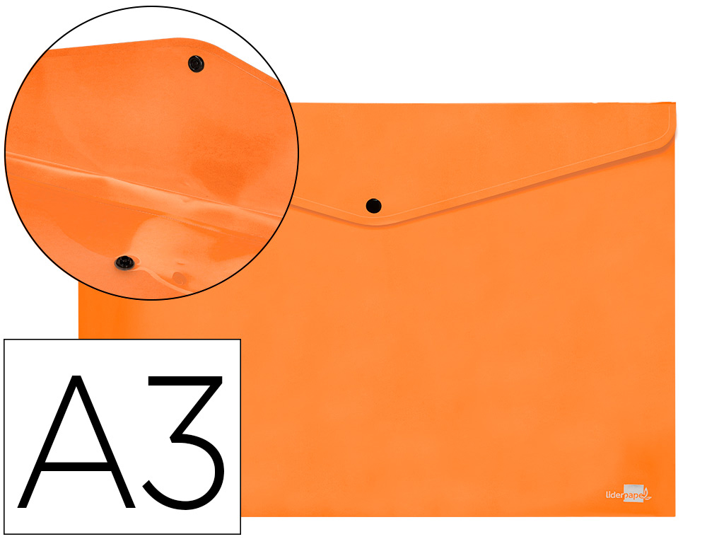 LIDERPAPEL - CARPETA DOSSIER BROCHE 44241 POLIPROPILENO DIN A3 NARANJA SERIE FROSTY (Ref.DS29)