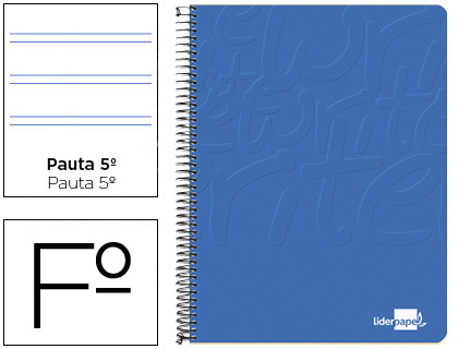 LIDERPAPEL - CUADERNO ESPIRAL FOLIO WRITE TAPA BLANDA 80H 60GR PAUTA 2,5 MM CON MARGEN COLOR AZUL (Ref.EW10)