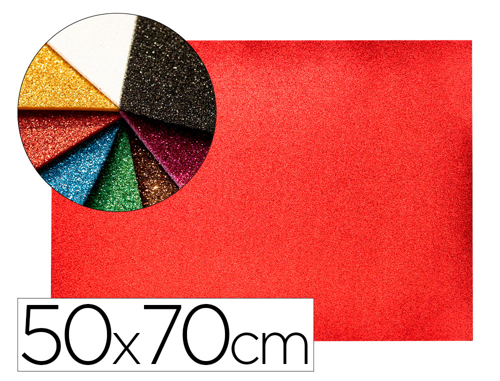 LIDERPAPEL - GOMA EVA CON PURPURINA 50X70CM 60G/M2 ESPESOR 2MM ROJO (Ref.GE63)