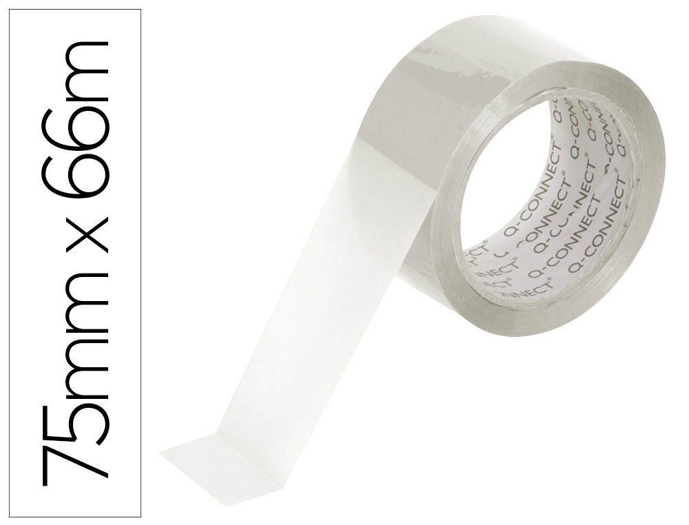 Q-CONNECT - CINTA ADHESIVA POLIPROPILENO TRANSPARENTE 66 MT X 75 MM PARA EMBALAJE (Ref.KF11210)