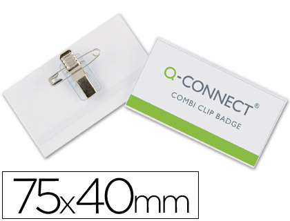 Q-CONNECT - IDENTIFICADOR CON PINZA E IMPERDIBLE 40X75 MM. (Ref.KF01568)