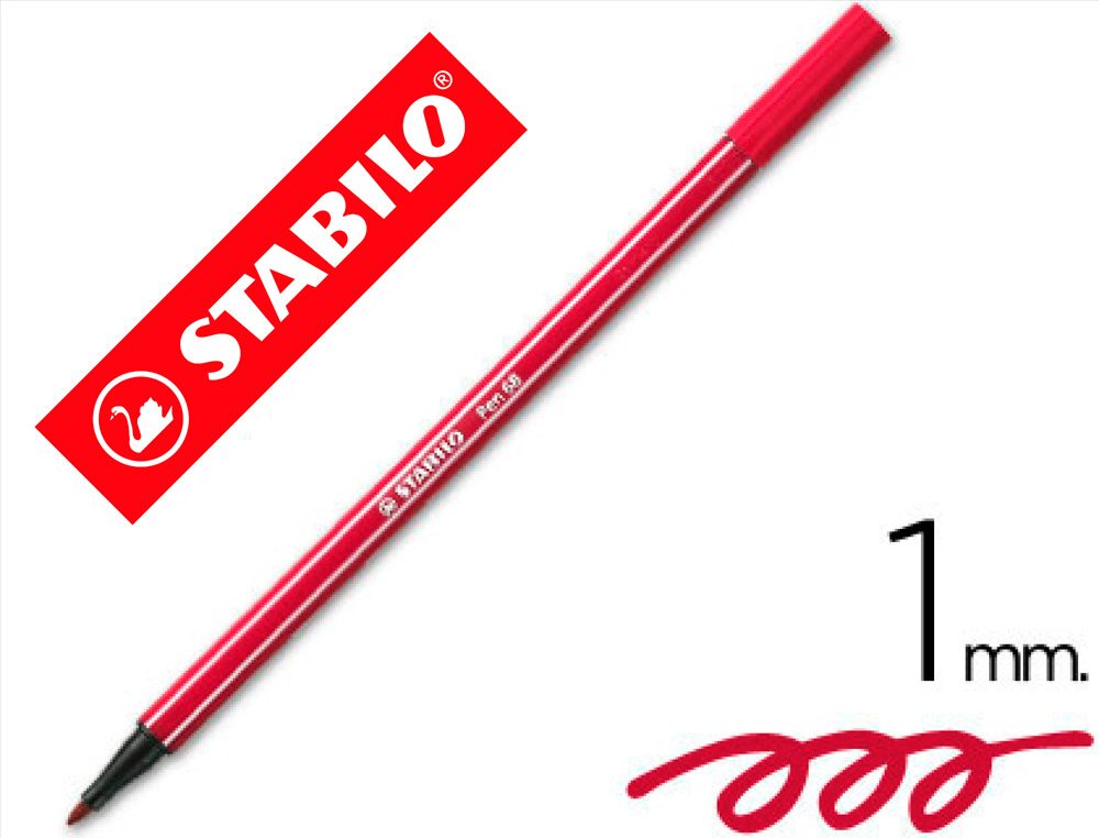 STABILO - ROTULADOR ACUARELABLE PEN 68 ROJO OSCURO 1 MM (Ref.68/50)