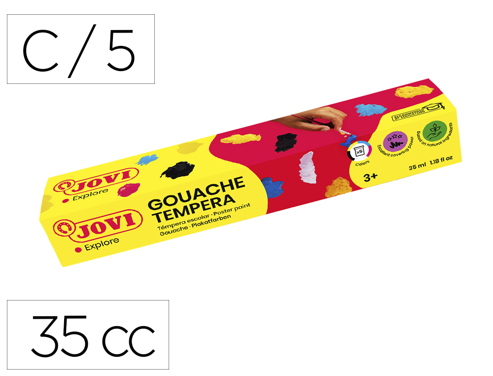 JOVI - Temperas 35 ml Colores surtidos Caja 5 Ud (Ref.505)