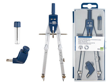 LIDERPAPEL - COMPAS MICROMETRICO CON BIGOTERA RAPIDA Y ADAPTADOR (Ref.MP06)