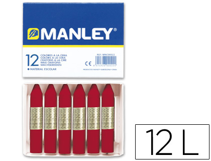 MANLEY - LAPICES CERA UNICOLOR CARMIN PERMANENTE -CAJA DE 12 N.10 (Ref.MNC04533/ N.10)