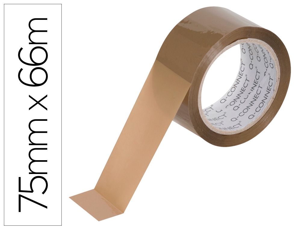 Q-CONNECT - CINTA ADHESIVA POLIPROPILENO HAVANA 66 MT X 75 MM PARA EMBALAJE (Ref.KF11209)