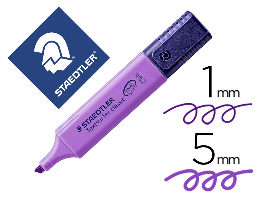 STAEDTLER - Marcador fluorescente Classic Trazo 1-5 mm Punta biselada Violeta (Ref.364-6)