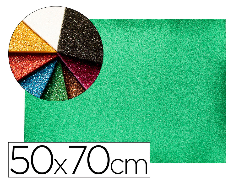 LIDERPAPEL - GOMA EVA CON PURPURINA 50X70CM 60G/M2 ESPESOR 2MM VERDE (Ref.GE69)