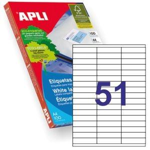 APLI - Etiquetas ILC Caja 100 hojas 5100 ud 70X16.9 Blancas (Ref.1294)