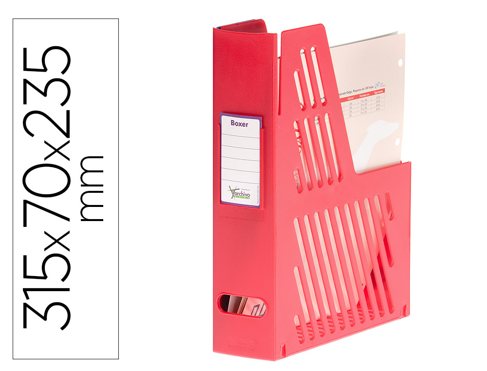 ARCHIVO 2000 - Revistero 2005 Poliestireno 235x75x315 mm A4 y Folio Rojo (Ref.2005RO)