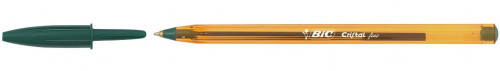 BIC - Boligrafo Cristal Fine Cuerpo naranja Trazo 0.3 mm Tinta verde Capuchón ventilado (Ref.872729)