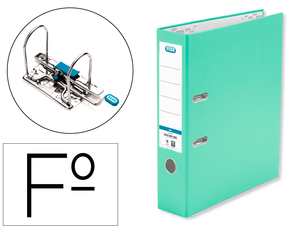 ELBA - Archivador rado top palanca fº lomo 80mm fabricado plástico color icemint (Ref.400085036)