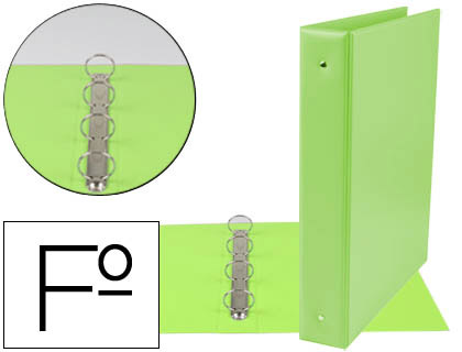 LIDERPAPEL - CARPETA 4 ANILLAS 40 MM REDONDAS PLASTICO FOLIO COLOR VERDE PISTACHO (Ref.CH25)