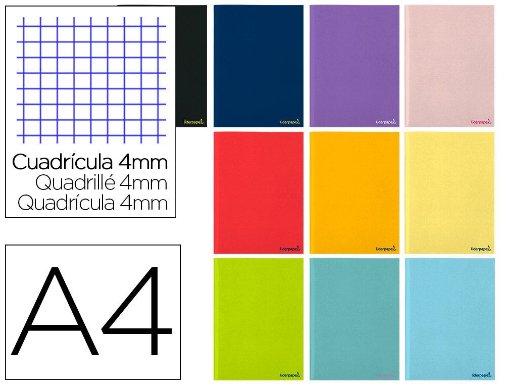 LIDERPAPEL - LIBRETA WRITE A4 32 HOJAS 60G/M2 CUADRO 4MM CON MARGEN (Ref.LA01)