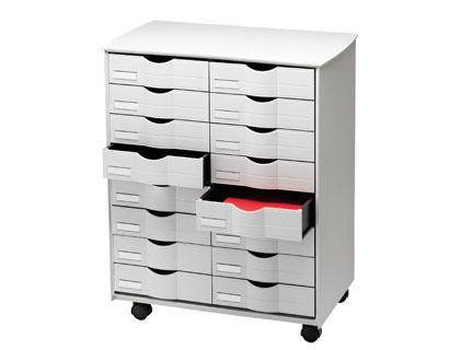 PAPERFLOW - MUEBLE AUXILIAR FAST- PARA OFICINA NEGRO 16 CAJONES EN 2 COLUMNAS GRIS5X382 71,5X58X34,3 CM (Ref.DT162.02)
