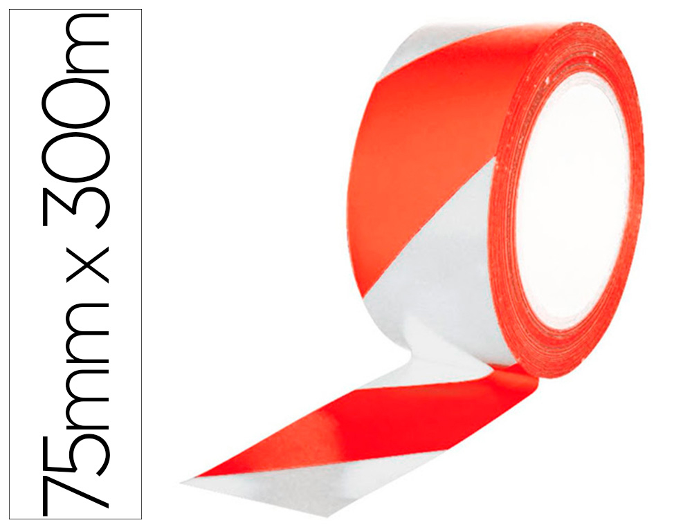 Q-CONNECT - Cinta de señalizacion no adhesiva rojo y blanco 75 mm x 300 m (Ref. KF11151)