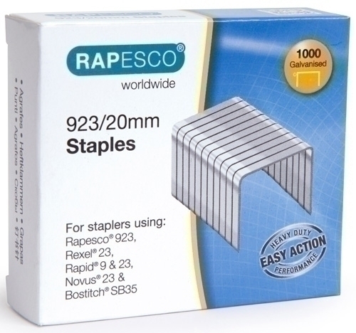 RAPESCO - Caja 1000 grapas galvanizadas 923/20mm (Tipo 23) (Ref.1241)