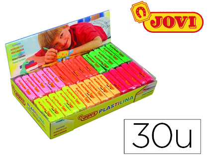 JOVI - PLASTILINA TAMAÑO PEQUEÑO CAJA DE 30 UNIDADES COLORES FLUORESCENTES (Ref.70F)
