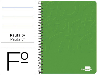 LIDERPAPEL - CUADERNO ESPIRAL FOLIO WRITE TAPA BLANDA 80H 60GR PAUTA 2,5 MM CON MARGEN COLOR VERDE (Ref.EW14)