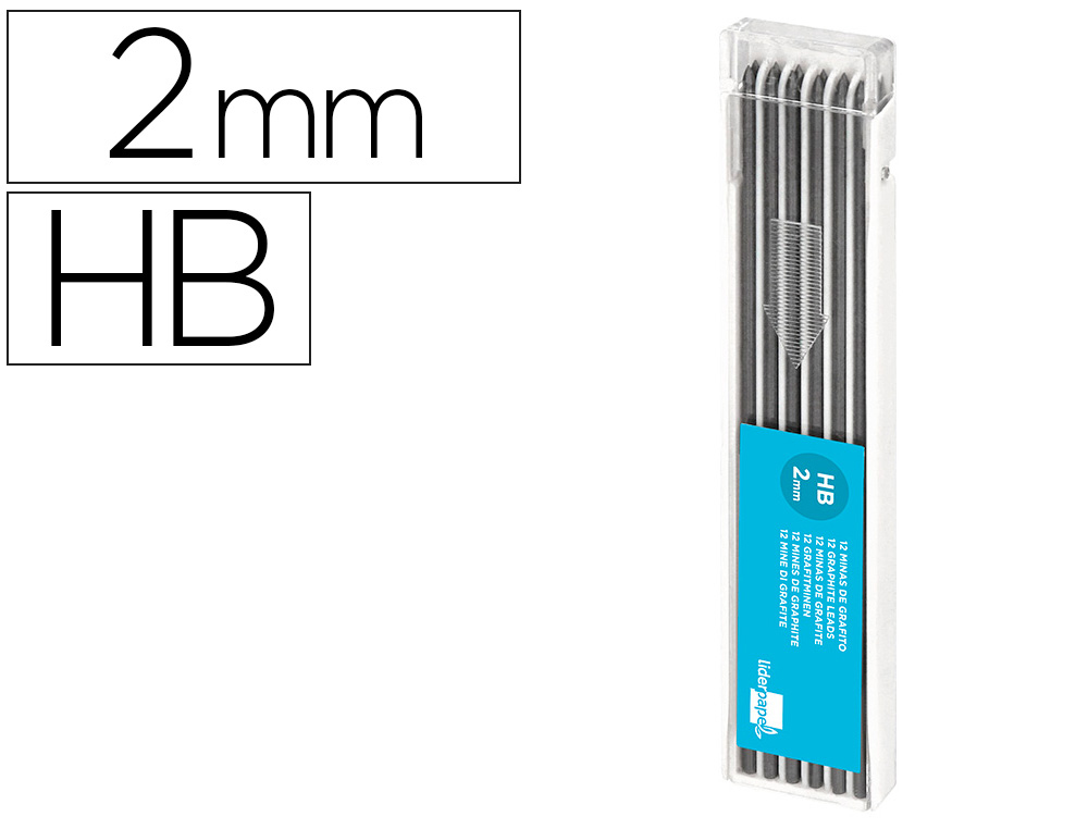 LIDERPAPEL - MINAS GRAFITO DE 2MM -ESTUCHE DE 12 MINAS (Ref.MG03)