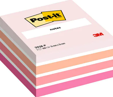 POST-IT - Cubo notas adhesivas 450h Rosa pastel 76x76mm (Ref.FT510093170)