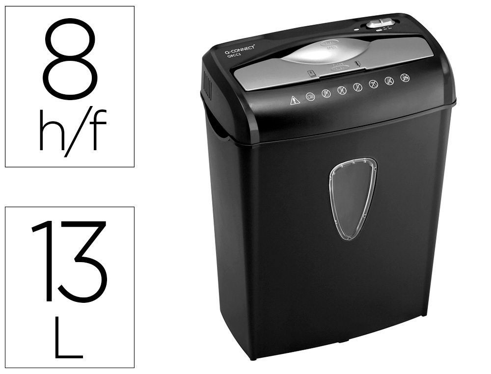 Q-CONNECT - DESTRUCTORA DE DOCUMENTOS CAPACIDAD DE CORTE 8 H DESTRUYE GRAPAS CLIPS CD Y TARJETAS (Ref.KF17972)