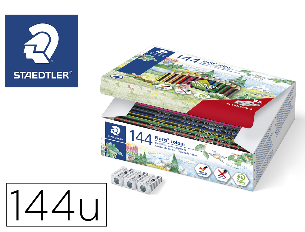 STAEDTLER - Lapiz de color wopex ecologico caja de 144 unidades surtidas 12 colores surtidos (Ref. 185 C144)