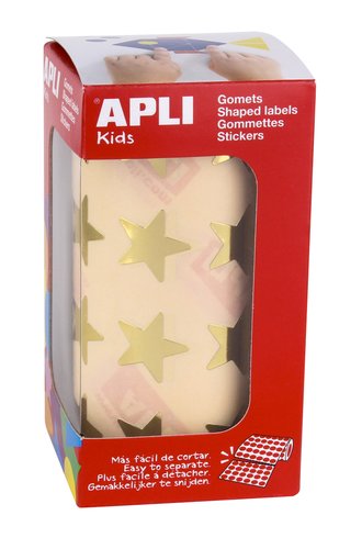 APLI - GOMETS AUTOADHESIVOS ESTRELLAS GRANDES ORO EN ROLLO CON 1416 UNIDADES (Ref.12044)