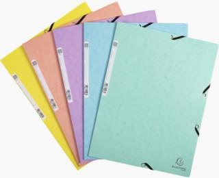 EXACOMPTA - CARPETA AQUAREL CARTÓN LUSTRADO 400 GR TRES SOLAPAS GOMAS A4 MATE SURTIDOS PASTEL -5U- (Ref.55560E)