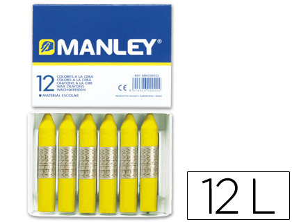 MANLEY - LAPICES CERA UNICOLOR AMARILLO LIMON -CAJA DE 12 N.2 (Ref.MNC04453/ N.2)