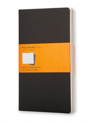 MOLESKINE - CUADERNO TAPA DURA RAYADO HORIZONTAL 80 HOJAS 16 HOJAS DESMONTABLES COLOR NEGROPACK DE 3 UNIDADES 130X210 MM (Ref.QP316)