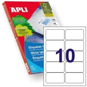 APLI - Etiquetas ILC Caja 100 hojas 1000 ud 99,1x57 Blancas (Ref.2411)