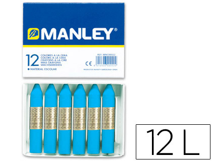 MANLEY - LAPICES CERA UNICOLOR AZUL COBALTO Nº 20 CAJA DE 12 (Ref.MNC04635/N.20)