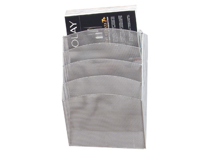 Q-CONNECT - EXPOSITOR MURAL DE PARED 5 BANDEJAS DIN A4 PLATEADO 9,3X31,5X44 CM (Ref.KF04727)
